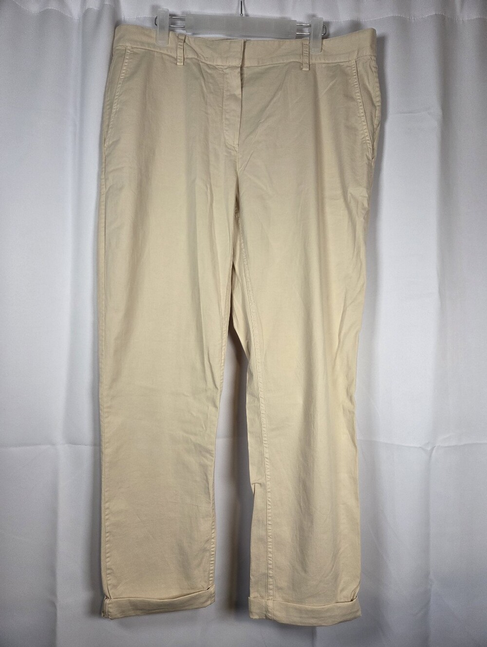 NWT Theory Treeca 2 Cuff khaki Tan Cotton Blend Pants Women's Size 10  $275